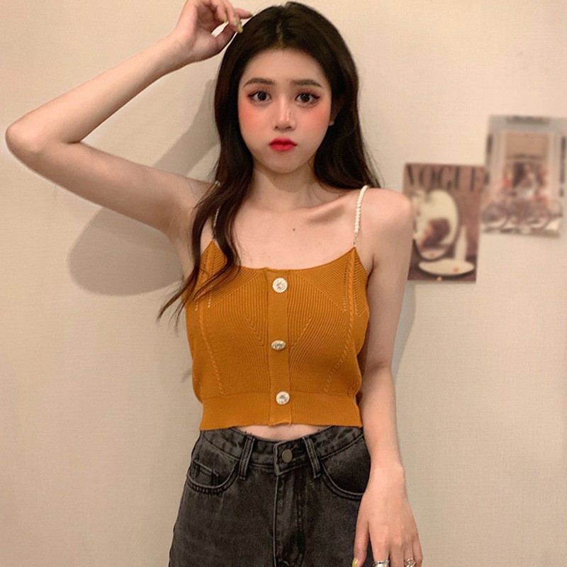 Áo Hai Dây Dệt Kim Màu Trơn Form Ôm Quyến Rũ | BigBuy360 - bigbuy360.vn