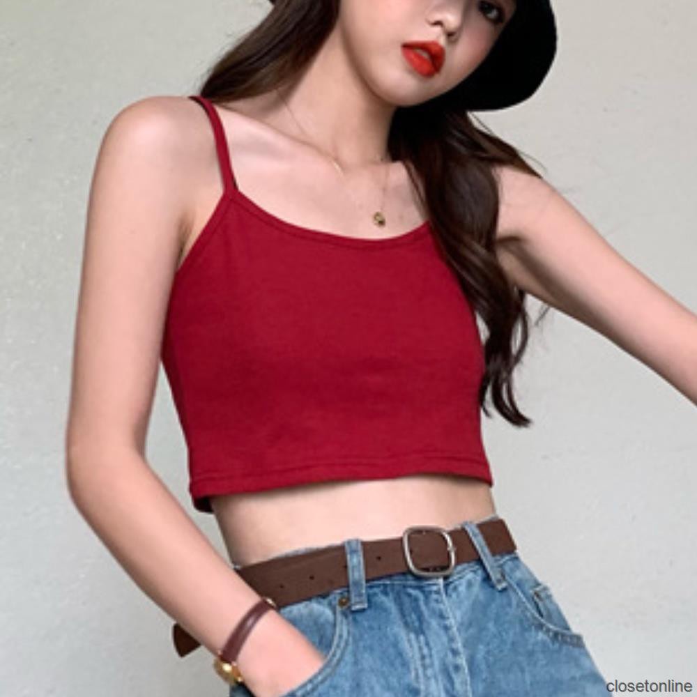 Áo Hai Dây Ngắn Màu Sắc Đơn Giản Chất Liệu Cotton Thời Trang Mùa Hè Cho Nữ | BigBuy360 - bigbuy360.vn