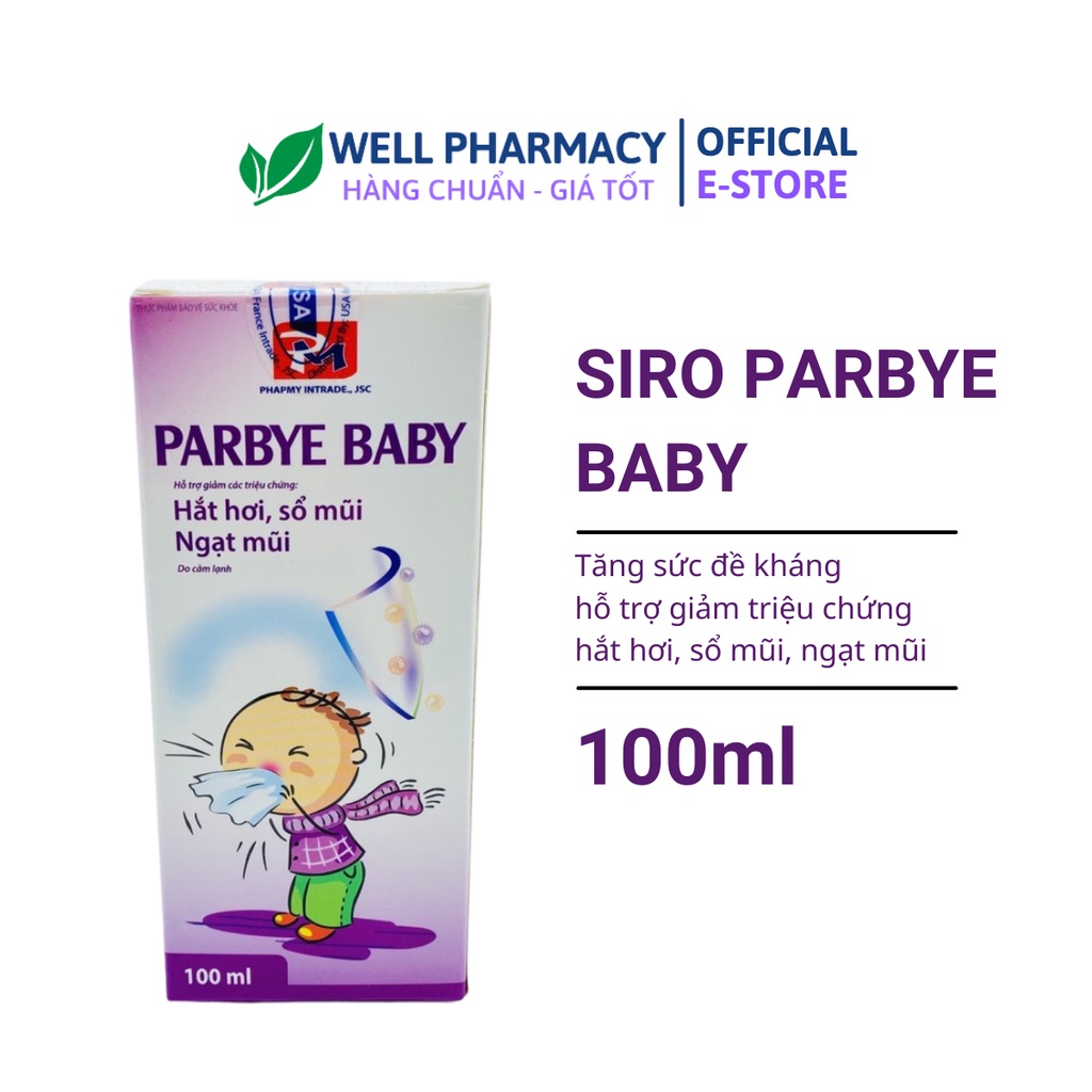 PARBYE BABY-SIRO PHÒNG HẮT HƠI, SỔ MŨI, NGẠT MŨI CHO BÉ LỌ 100ML