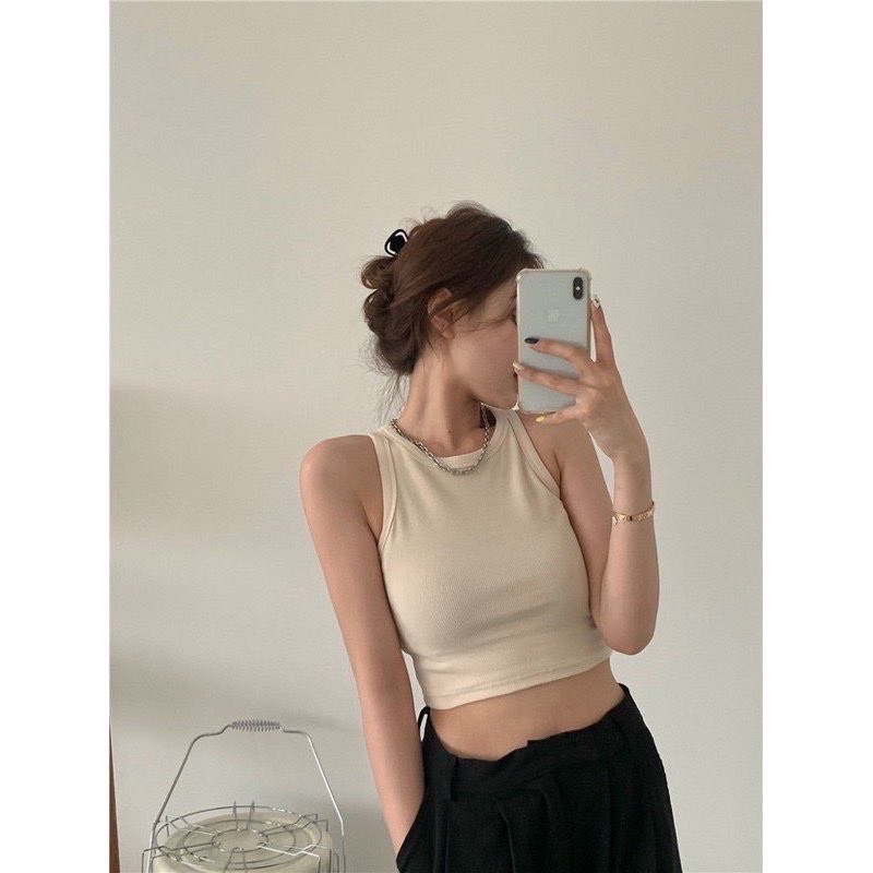 Áo Croptop Ba Lỗ Ôm Body Kiểu Dáng Basic Trơn, Mùa Hè Mát Mẻ, Kèm Ảnh Thật, Video, Chizi Shop