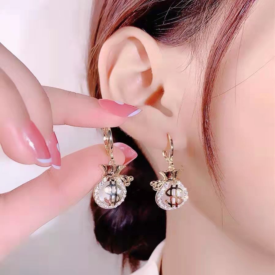 Khuyên Tai Đính Đá Opal Phong Cách Hàn Quốc