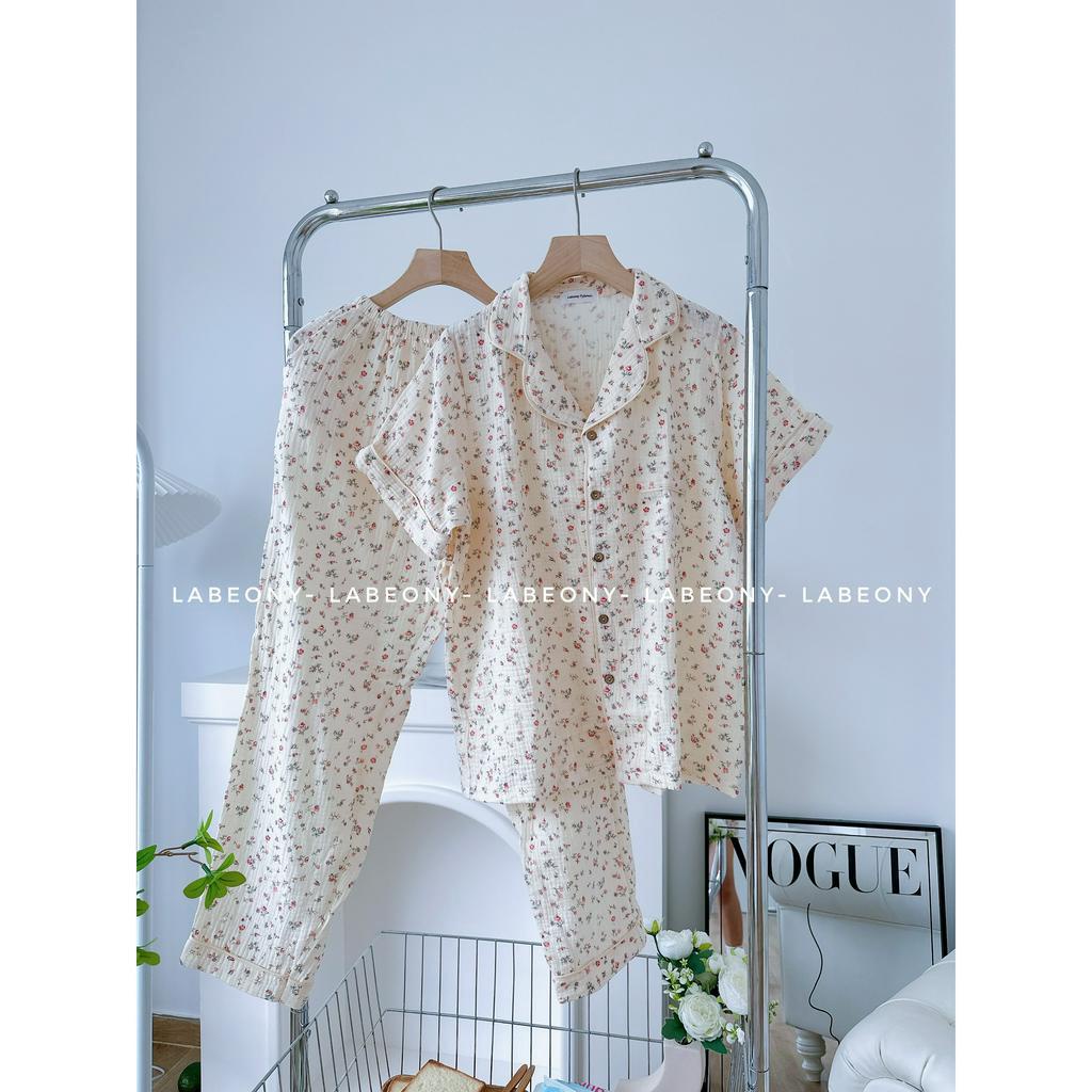 FLORAL MUSLIN PYJAMA bộ mặc nhà nữ đồ ngủ Labeony