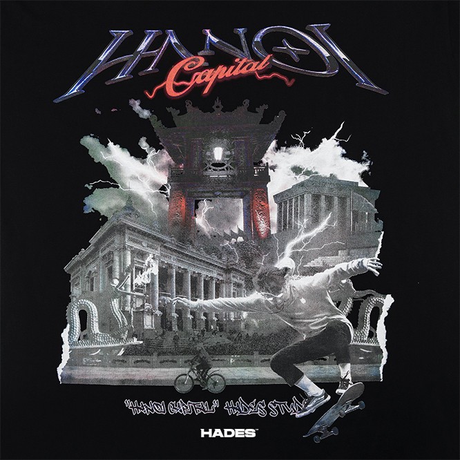 Áo Thun Tay Lỡ Unisex HANOI SPIRIT BLACK 100% Cotton - HADES Brand Chính Hãng | BigBuy360 - bigbuy360.vn