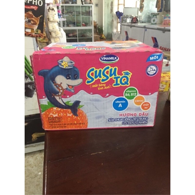 Thùng Sữa Chua Uống Tiệt Trùng Vinamilk SuSu Hương Dâu,CAM Thùng 48 Lọ X 80ml