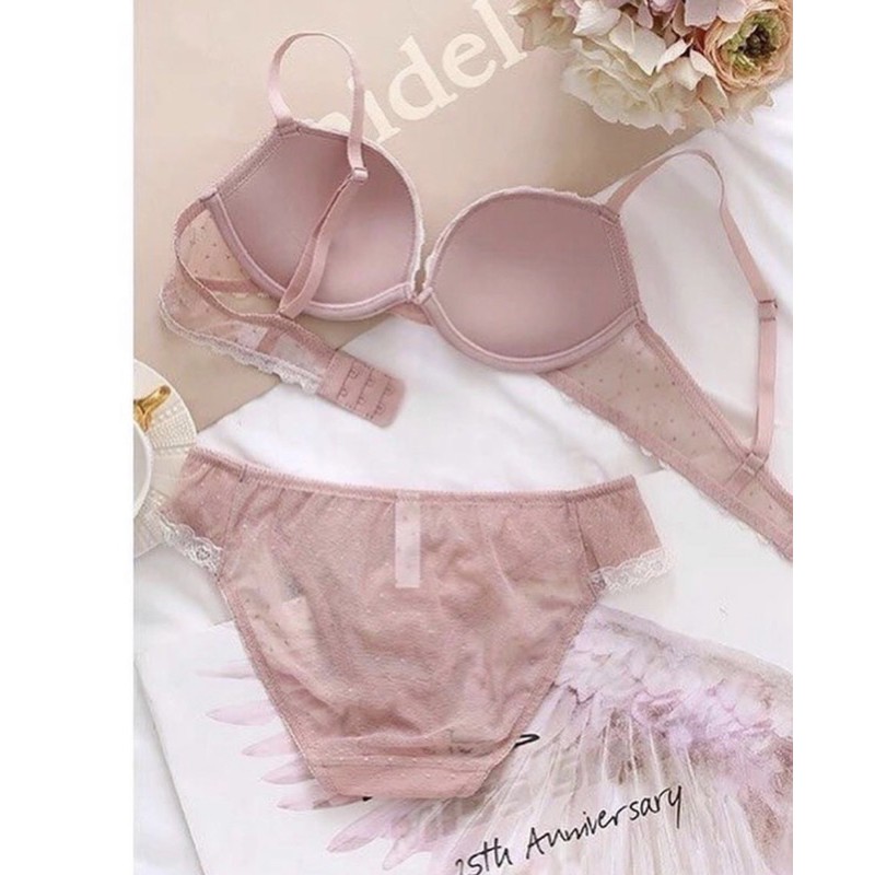 Set áo lót nâng ngực nữ Polka Dot Push Up Set S248 Bralettehousevn
