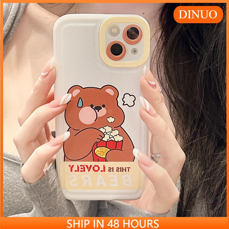 Ốp Điện Thoại Da Màu Trơn Hình Gấu Cho iphone7 / 7plus / 8 / 8plus / xs / 11 / 12 / 13 / pro / max / plus / promax