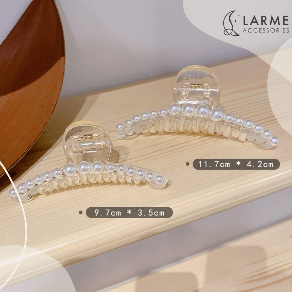 Kẹp càng cua nhựa hạt trai trắng nhiều size tiểu thư Hàn quốc Larme accessories -K0060