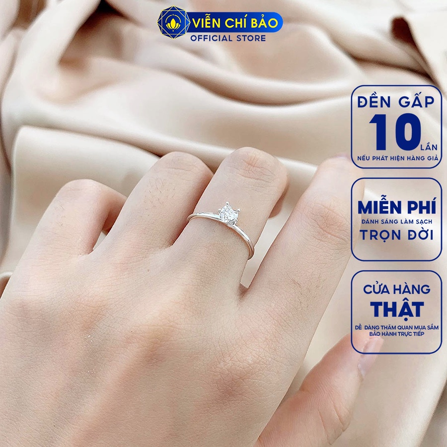 Nhẫn bạc nữ dáng trơn đá trái tim chất liệu bạc 925 thời trang phụ kiện trang sức Viễn Chí Bảo N400885