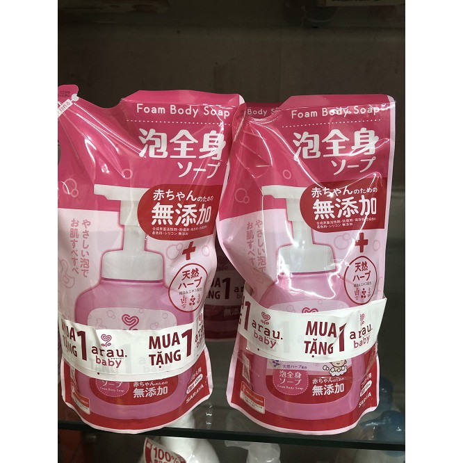 Combo 1 chai+ 1 túi tắm gội toàn thân arau baby