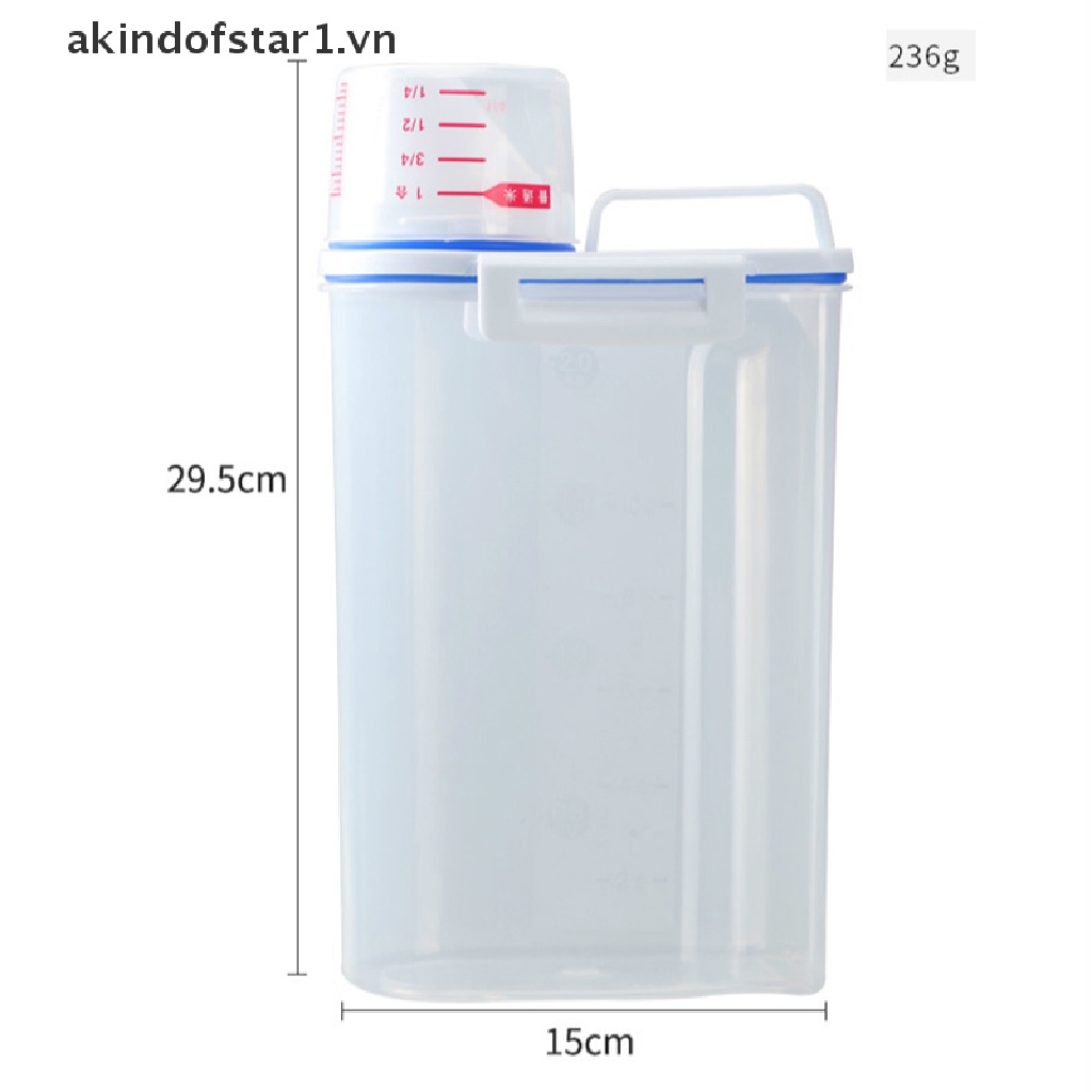 Hộp nhựa đựng bột cỡ lớn có cốc đo tiện dụng cho gia đình chất lượng cao