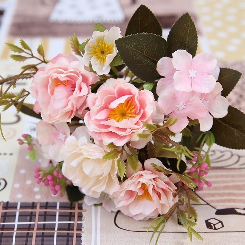 1 Bó Hoa Lụa đẹp Mô Phỏng Theo Phong Cách Châu Âu Hoa Hồng Bi Nhỏ Hoa Trang Trí Văn Phòng đám Cưới Tại Nhà