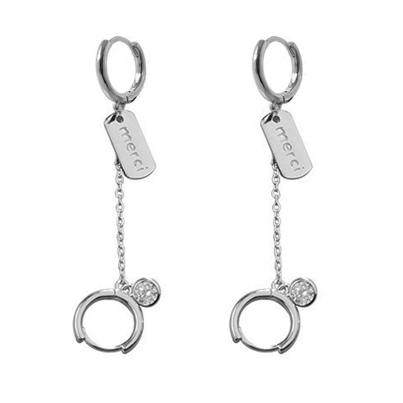 Khuyên tai dáng dài hai cách đeo mặt tròn tua rua chữ cái kim loại thời trang sành điệu dành cho nữ