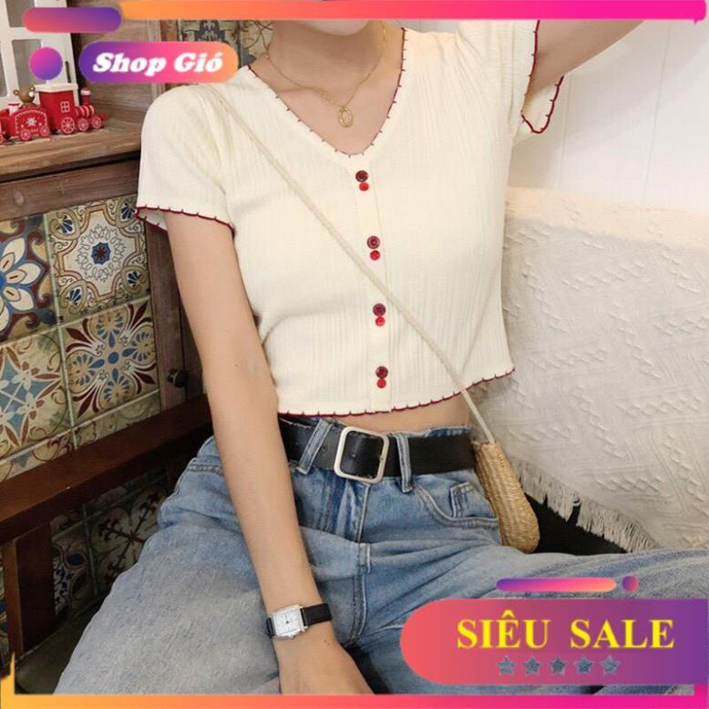 [SALE SOCK] áo thun dệt kim ngắn tay cổ V khuyu đôi 0110 mẫu thiết kế mới hot nhất năm