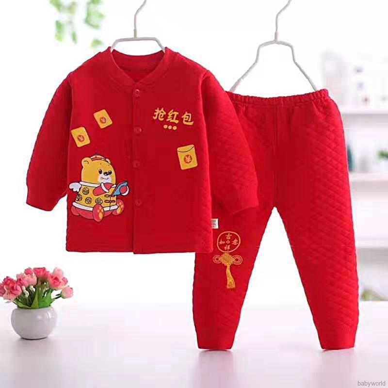 Set áo tay dài+quần dài ấm áp thời trang Năm mới độc đáo xinh xắn dành cho bé