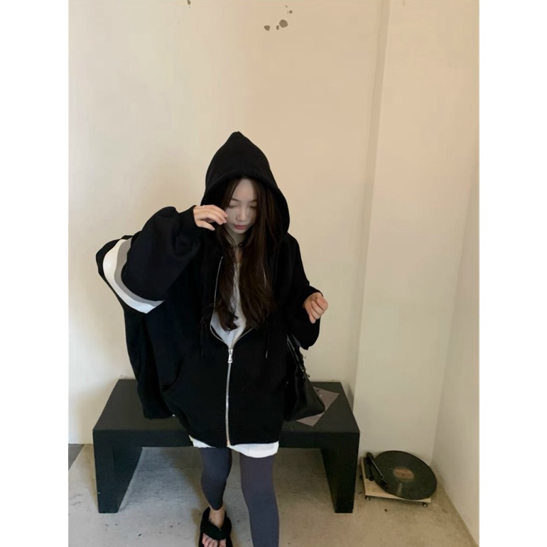 Áo Hoodie Nữ Phối Viền Tay Fom Rộng Tay Bồng Siêu Xinh Hợp THời Trang Phong Cách Mới