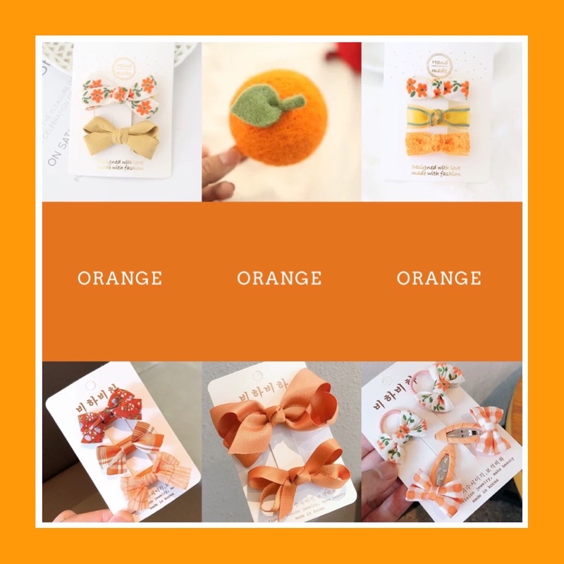 Màu CAM  [Tổng hợp phụ kiện cột kẹp tóc tông màu Cam dễ thương cho bé cho bé]