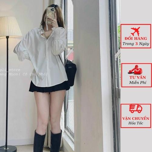 Áo sơ mi nữ trắng công sở oversize phom rộng tay chun tiểu thư ulzzang Hàn Quốc yolo fashion