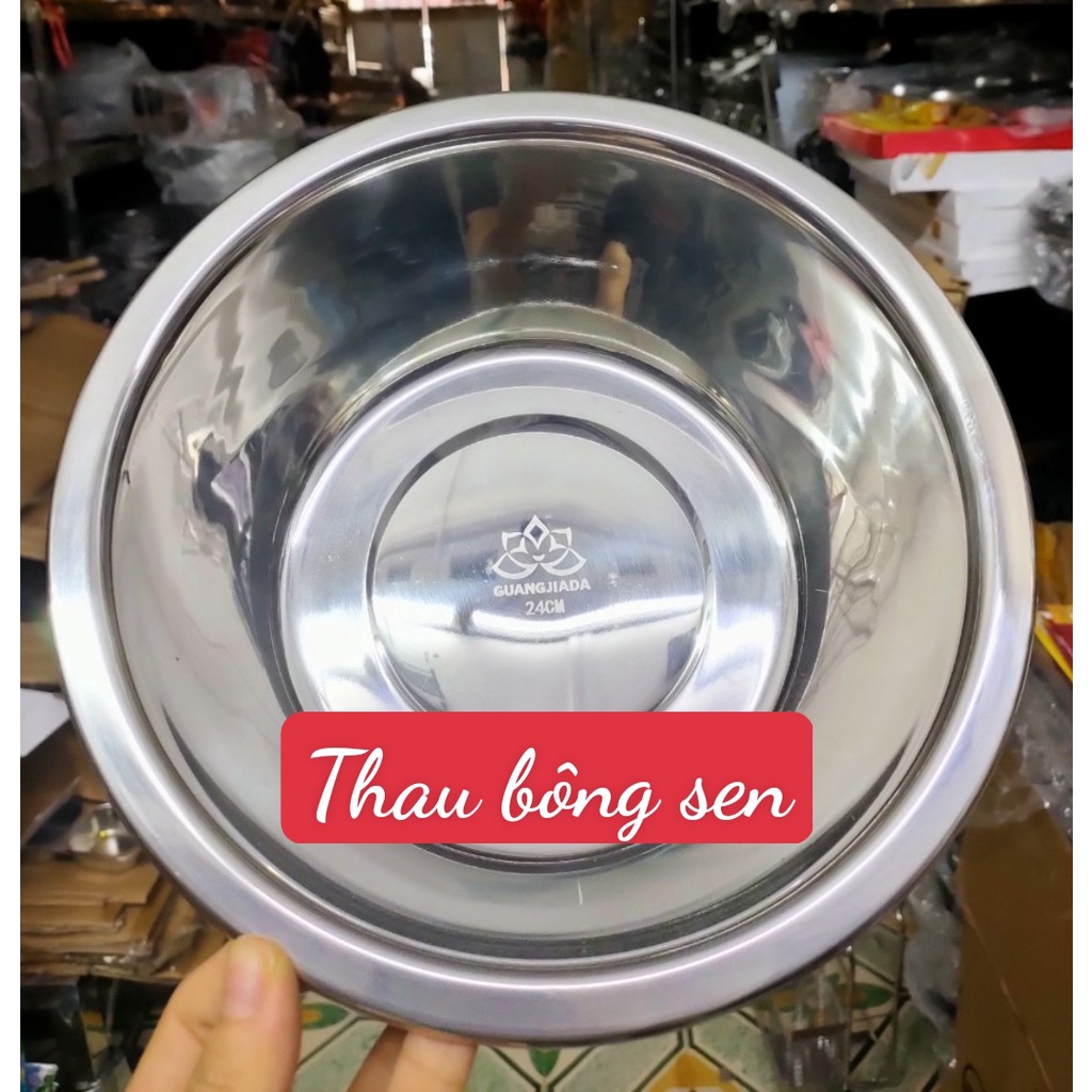 Thau, thố trộn Bông sen loại sâu lòng bằng inox cao cấp