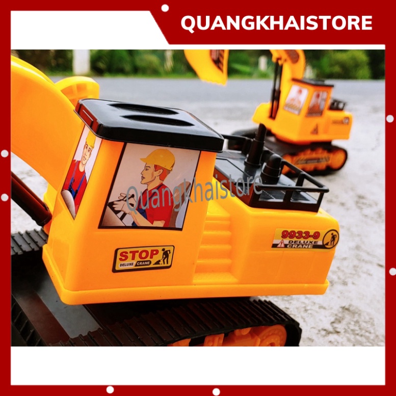 Đồ chơi trẻ em xe máy xúc xoay 360 có tay điều khiển khớp múc, chạy bánh đà cho bé