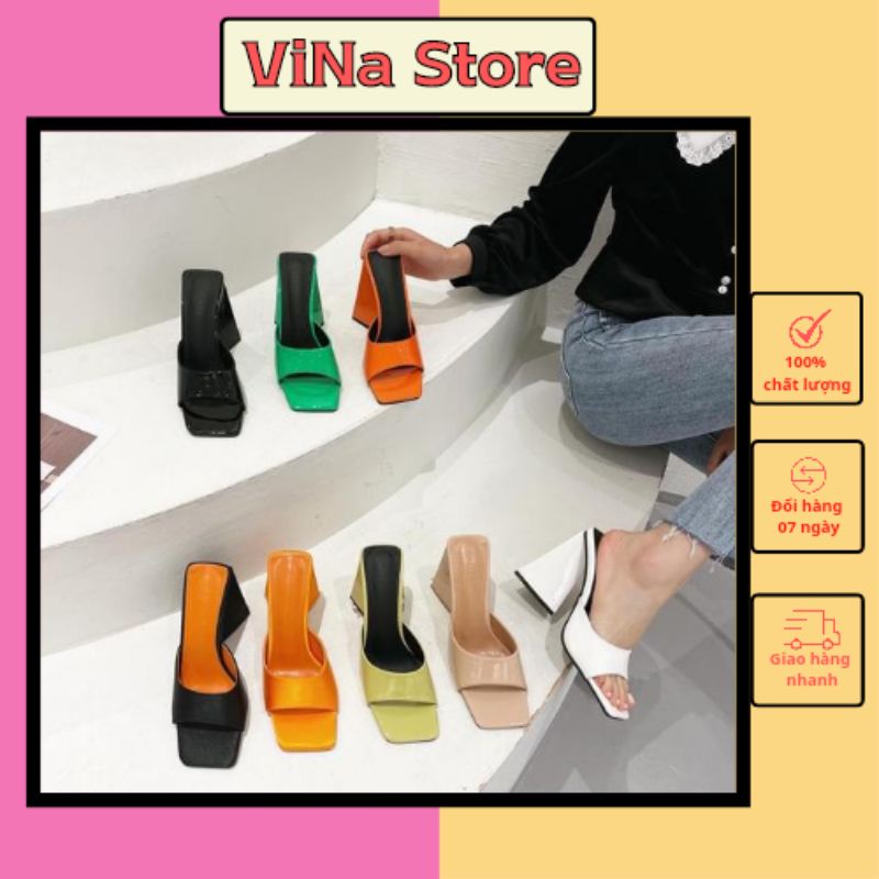 Guốc cao gót nữ 9 phân đế tam giác siêu hot 2022 VINA STORE mã S20
