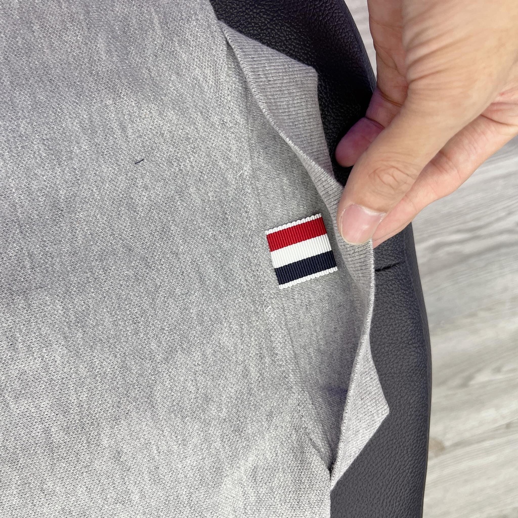 Áo Polo Thom Brown Center-Back Stripe Piqué Polo Grey, Áo polo nam TB cao cấp