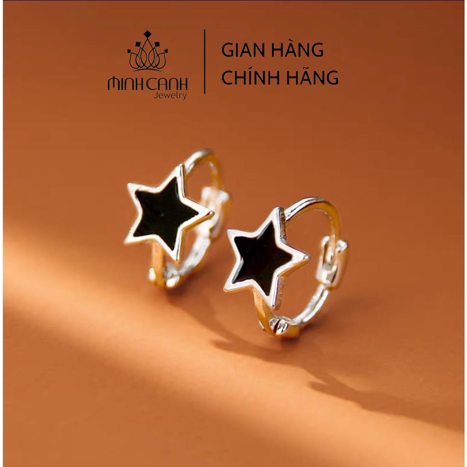Bông Tai Bạc Ngôi Sao Đen Khóa Bấm Minh Canh Jewelry
