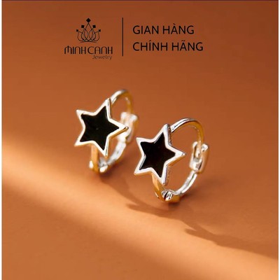 Bông Tai Bạc Ngôi Sao Đen Khóa Bấm Minh Canh Jewelry