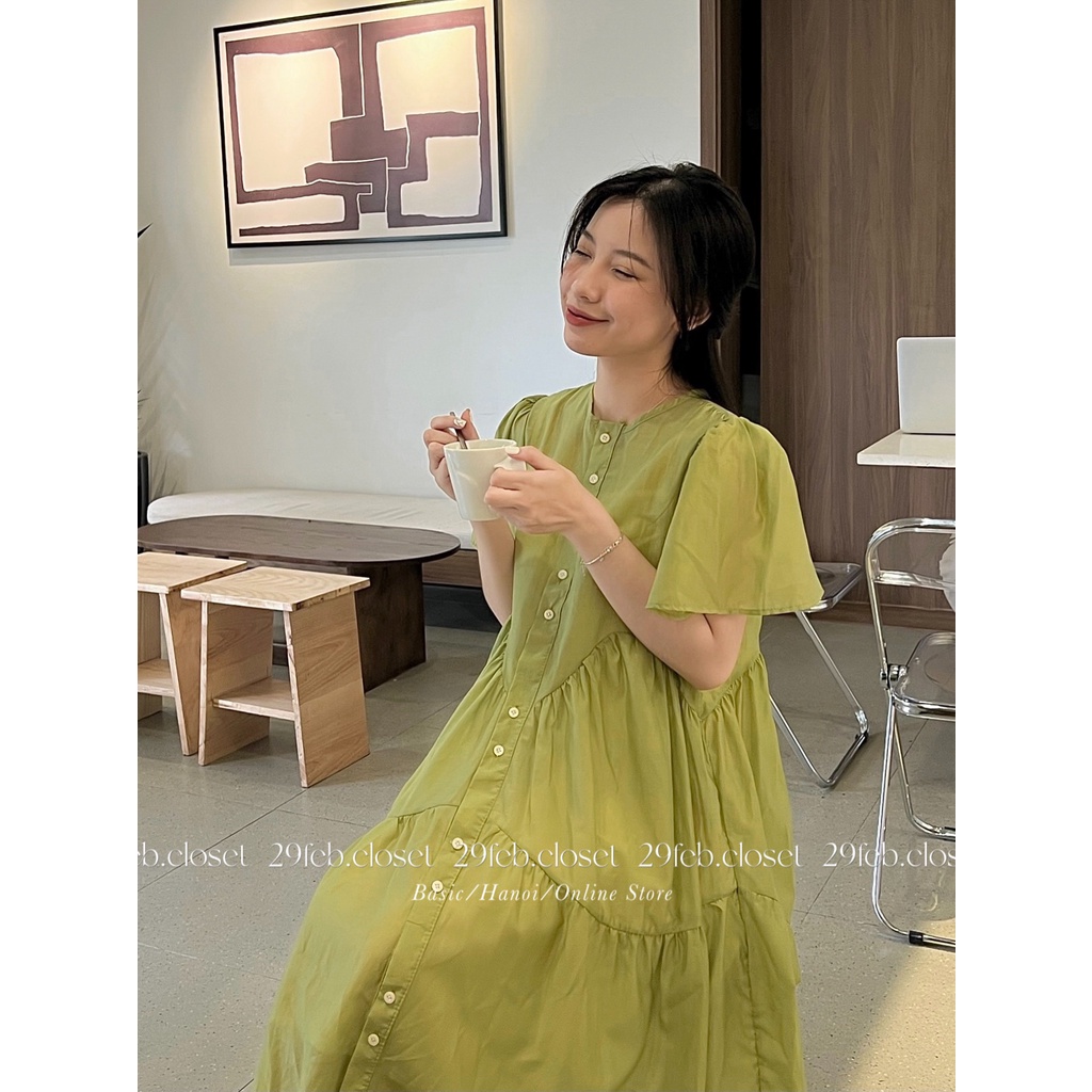 [Ảnh thật/Video] Set váy babydoll voan tơ cúc dọc kèm váy 2 dây 29feb.closet S21