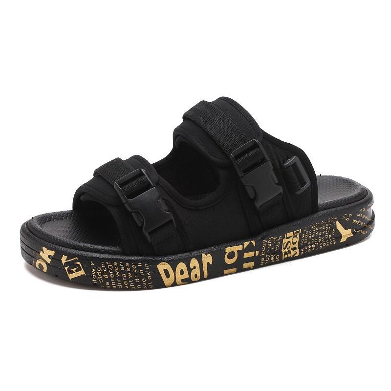 Dép sandal nam ĐẾ CHỮ quai dán cao su, dép quai hậu đi học