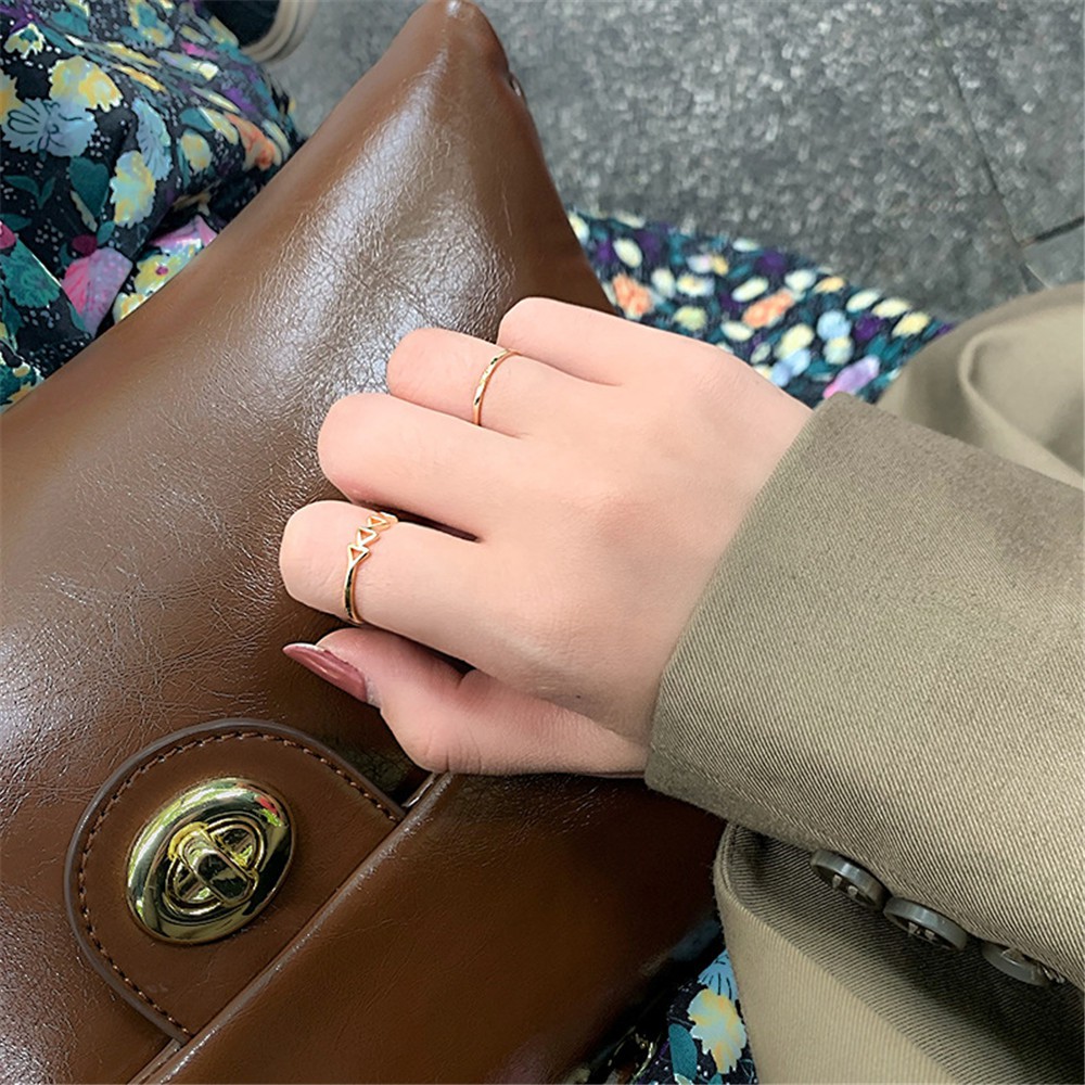 Set 4 chiếc nhẫn mạ vàng kiểu dáng hình học phong cách Hàn Quốc đơn giản hợp thời trang