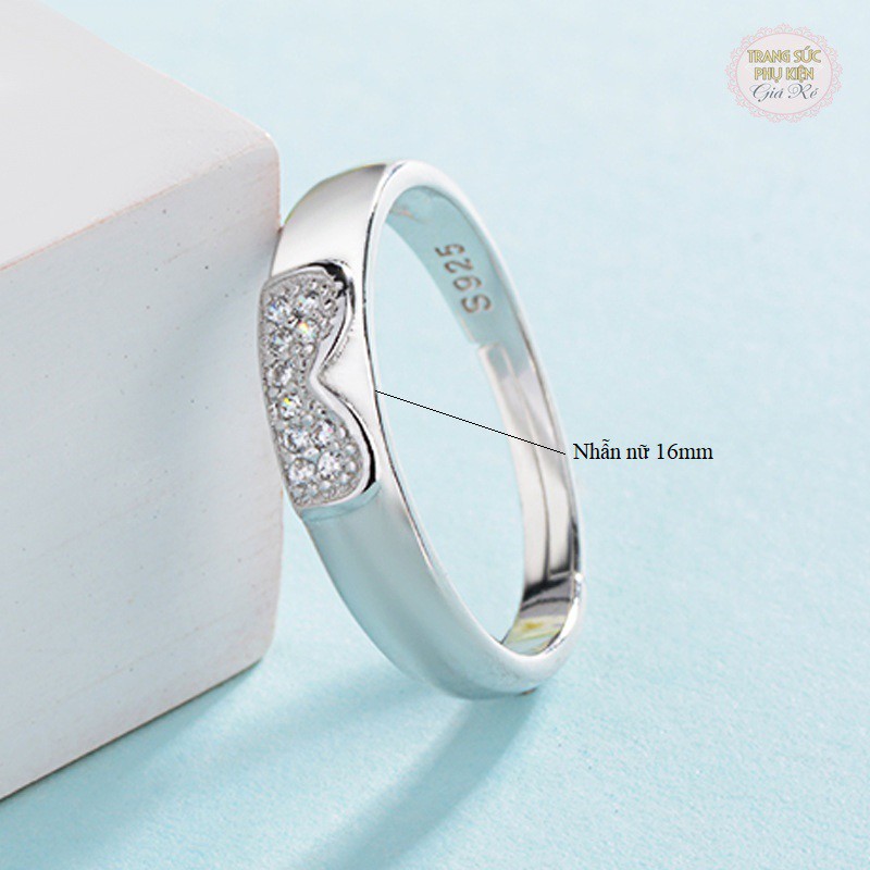 Nhẫn đôi nam nữ hình nửa trái tim ghép NC01