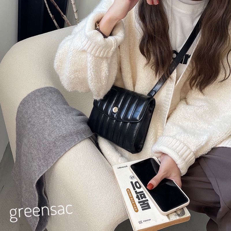 Túi Đeo Chéo Nữ Da Pu Màu Đen, Nâu Phong Cách HQ Mới - Mã T080