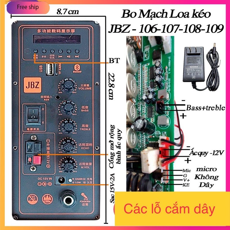 Bo mạch loa kéo Jbz 106 107 108 109 ( không bao gồm mạch mic)