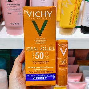 Kem chống nắng VICHY 50ml, Tặng Son Dưỡng Vichy ( chính hãng)