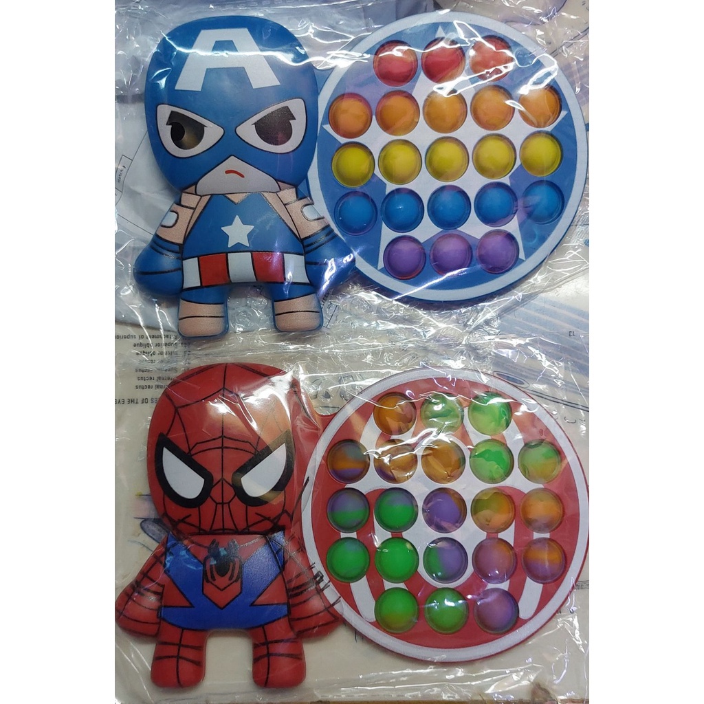 【COD】Đẩy Pop it Yoda Siêu anh hùng Marvel Avengers Iron Man Spider-Man Người Nhện Lo lắng Giảm lo âu Đẩy Bong bóng Giác quan Thần tài Giải phóng Căng thẳng Đồ chơi Đồ chơi giải nén【in stock】