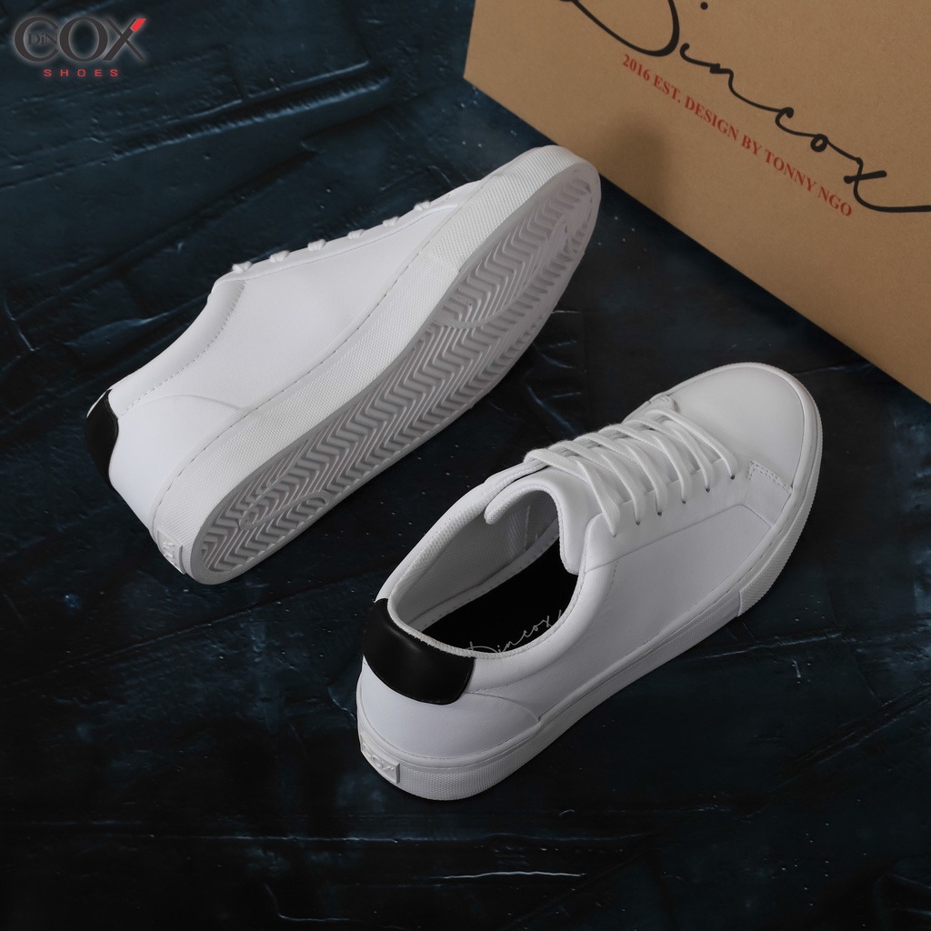 Giày Sneaker Da Unisex DINCOX D20 Năng Động Cá Tính White/Black