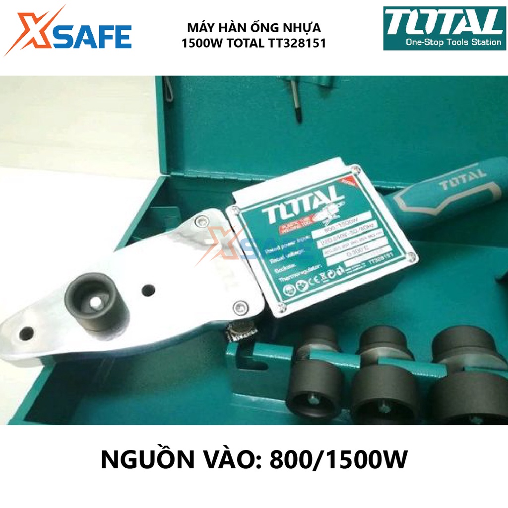 Máy hàn ống nhựa TOTAL TT328151 800-1500W, 220-240V, điều chỉnh nhiệt 0-300°C, 2 cấp gia nhiệt - chính hãng