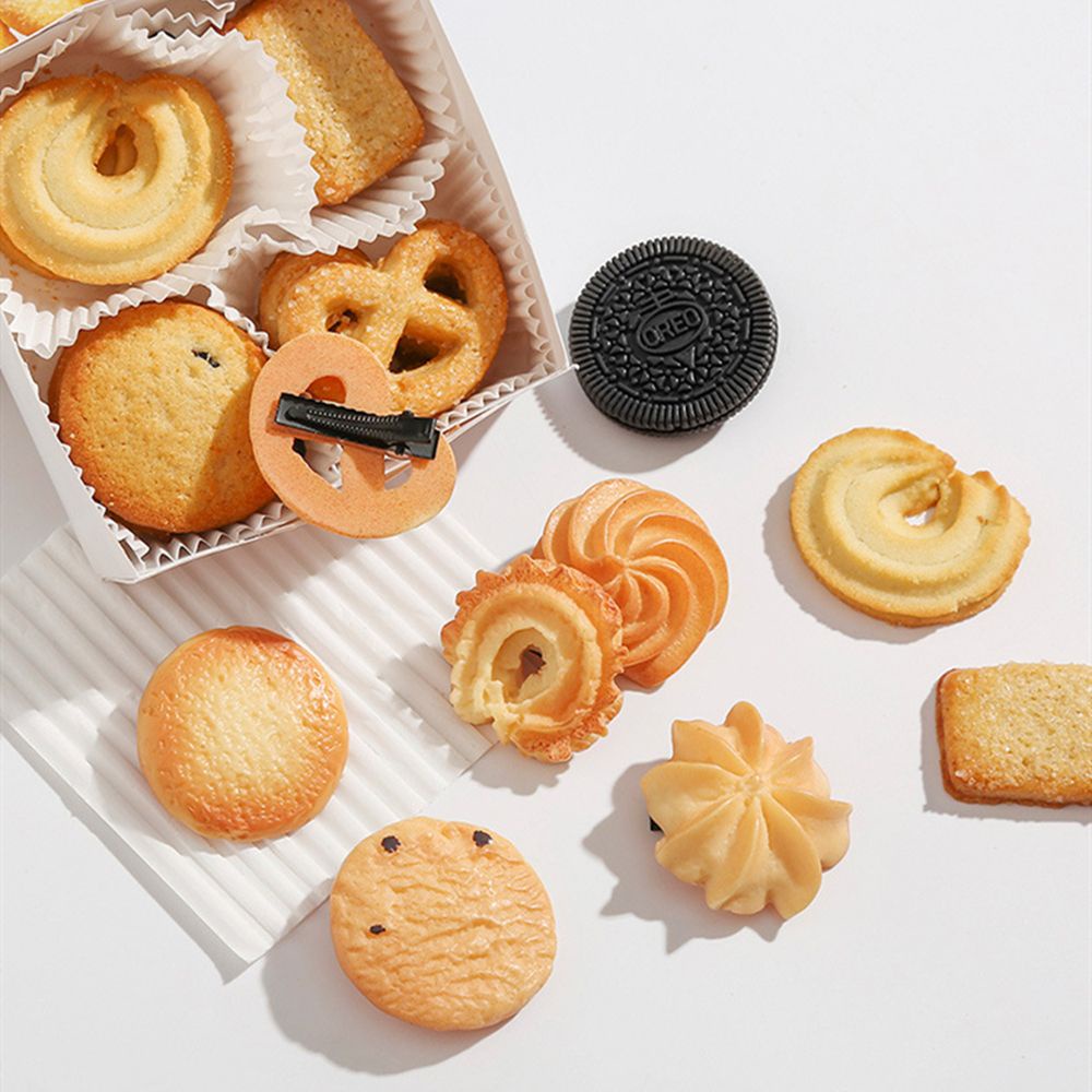 Dây buộc tóc co giãn/6 kẹp tóc hình bánh quy dễ thương