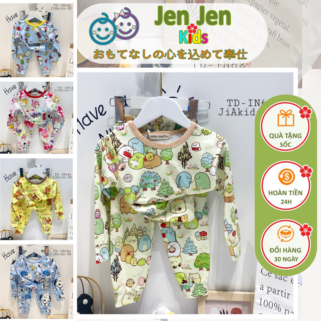 Bộ Quần Áo Trẻ Em Dài Tay Minky Mom Vải Thun lạnh 3D, Mềm Mát Cho Bé từ 0 - 8 Tuổi, 8-27kg, TD-IN68