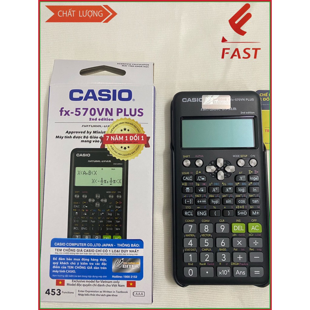 [Giao 2 Giờ] Máy tính học sinh CASIO FX 570VN PLUS (bảo hành 7 năm)