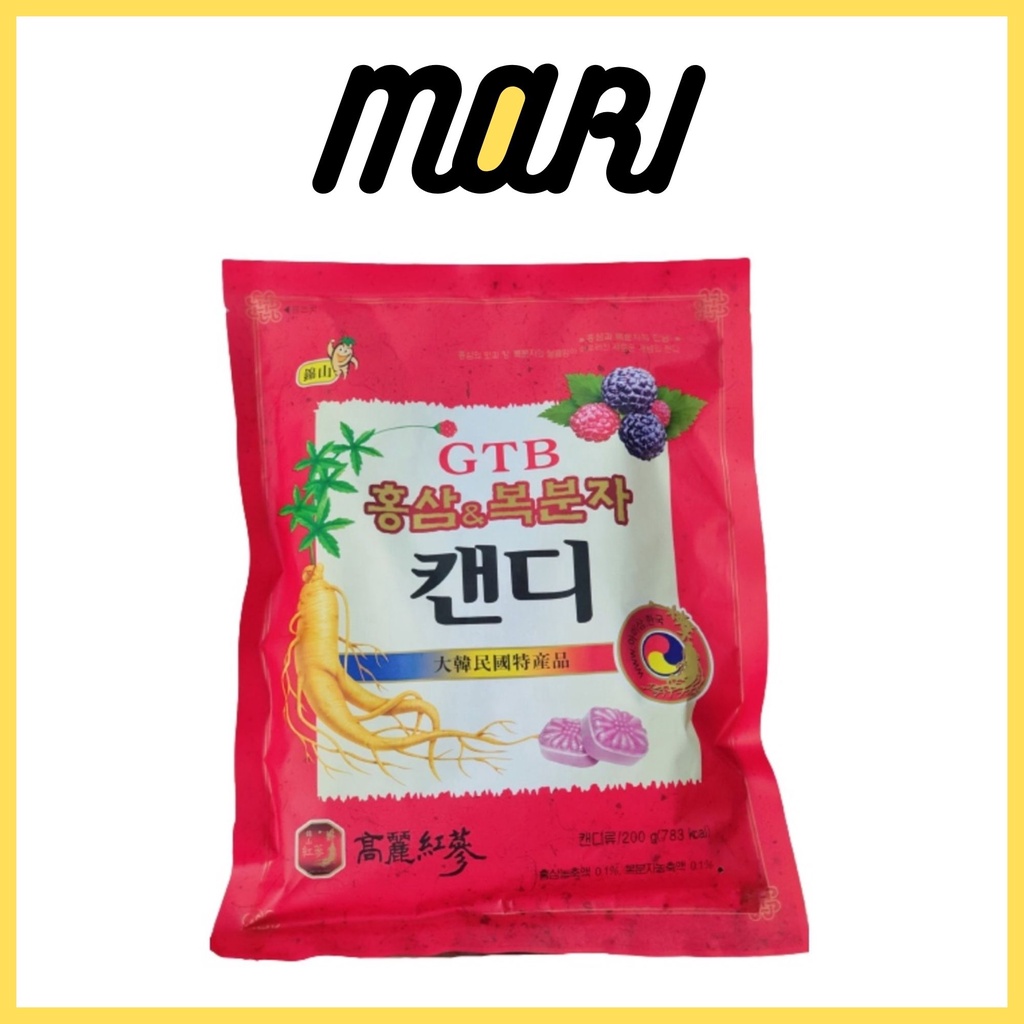 Kẹo hồng sâm &amp; phúc bồn tử GTB 200g