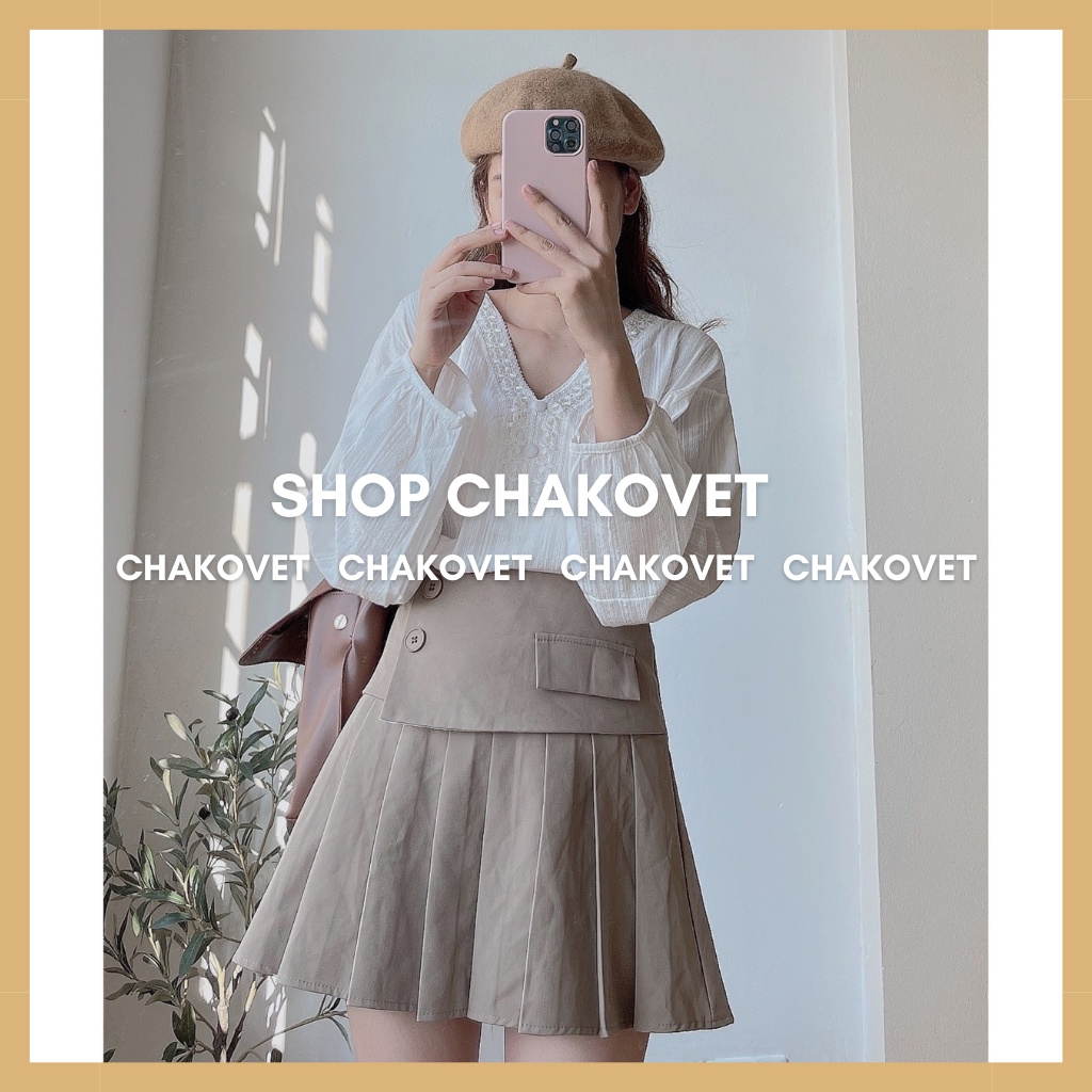 Áo sơ mi nữ cổ chữ V tay dài màu trắng CKA889, kiểu áo babydoll nữ tay phồng thiết kế cúc bọc phối ren cổ đẹp cá tính | BigBuy360 - bigbuy360.vn