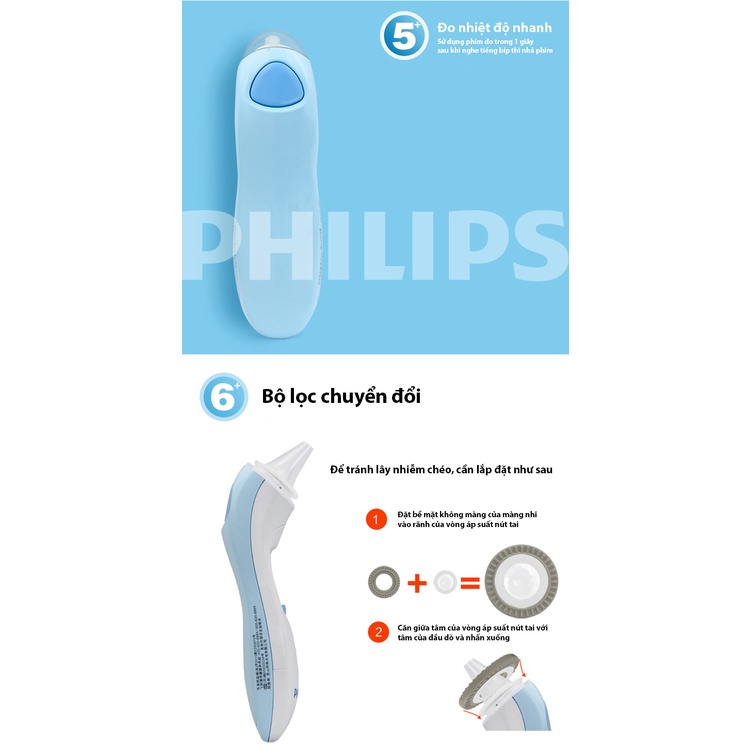 Nhiệt kế hồng ngoại đo tai Philips TH889S - Bảo hành 24 tháng