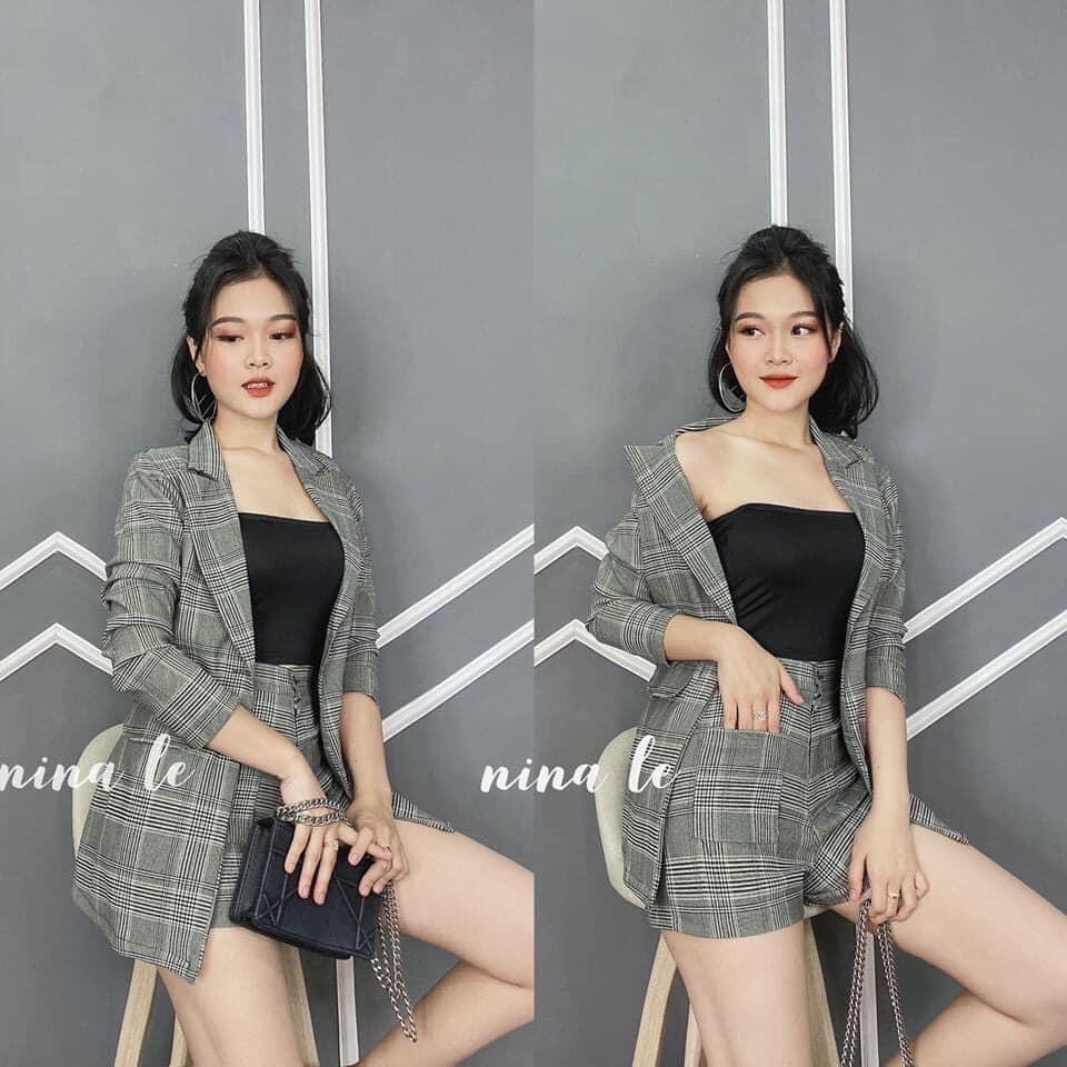 SET VEST CARO QUẦN SHORT (KÈM HÌNH THẬT)