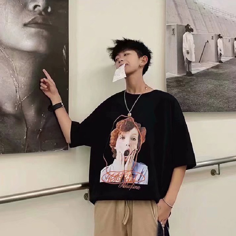 Áo Thun Nam Tay Ngắn Phong Cách Hip Hop Đường Phố Size M-8XL