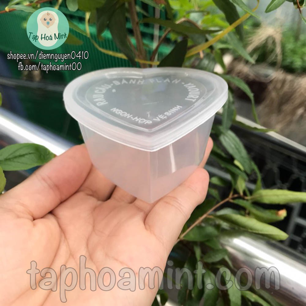 Khuôn làm bánh flan hình trái tim có nắp đậy Vĩnh Trường, nhựa an toàn - Tạp hoá mint