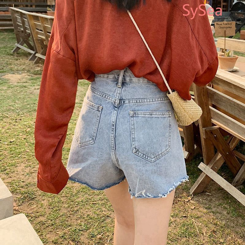 Quần Short Denim Thiết Kế Xẻ Rách Thời Trang Mùa Hè Cá Tính Cho Nữ