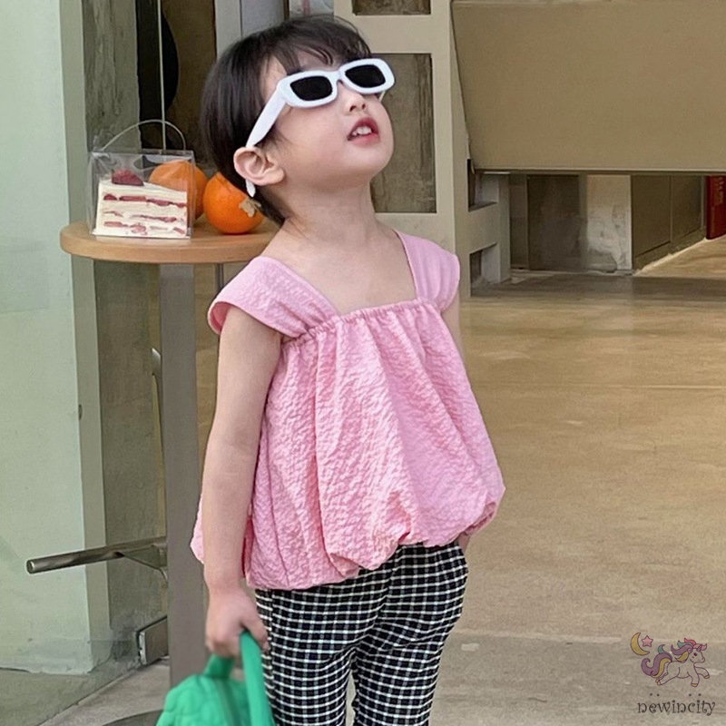 Áo Sơ Mi Hai Dây Thời Trang Mùa Hè Hàn Quốc Cho Bé Gái