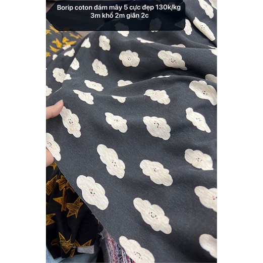 Vải Cotton cho bé , cotton 100% ,vải thun cotton hình thú , BoZip Hàn Quốc