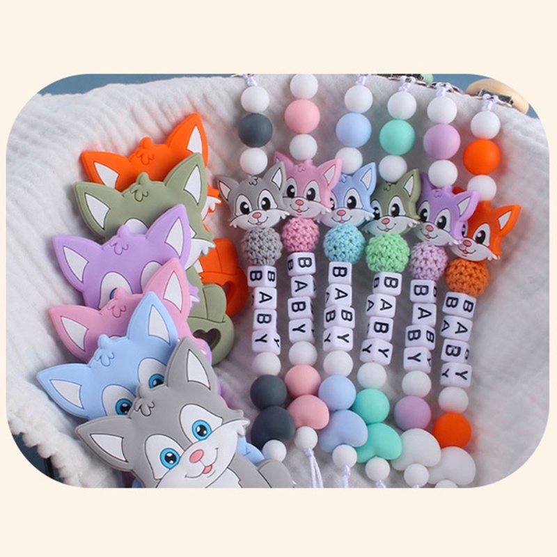 Set 2 Núm Ti Giả + Kẹp Núm Vú Giả Bằng Silicon Hình Động Vật Hoạt Hình Cho Bé